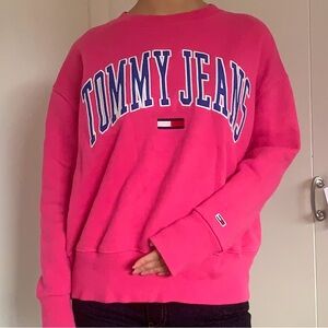 Tommy Hilfiger Logo Cotton Pink Crewneck Sweater